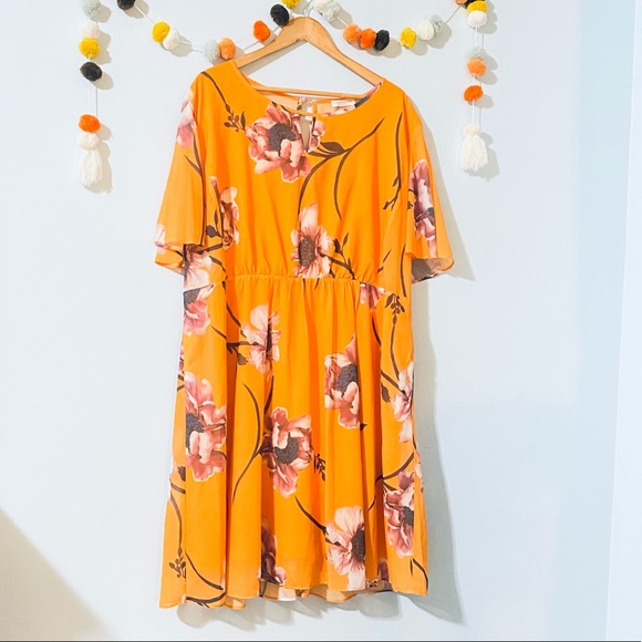 Chic Soul Dresses & Skirts - Chic Soul Floral Dark Yellow Dress Size 3XL